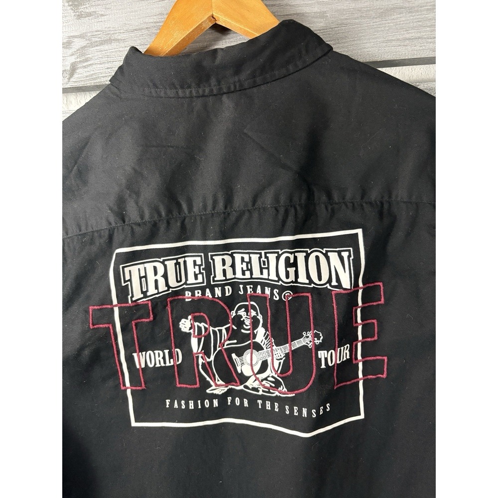True Religion Embroidered Shirt Mens M Long Sleeve Button Up World Tour NEW $89 - Picture 2 of 8